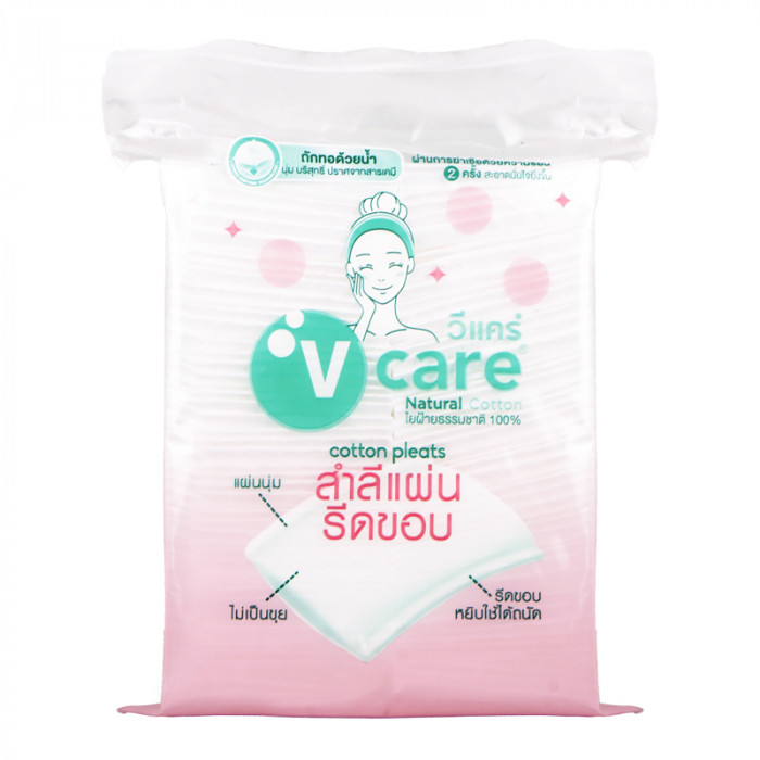 V CARE สำลีแผ่นรีดขอบ แนชเชอรัล 100แผ่น