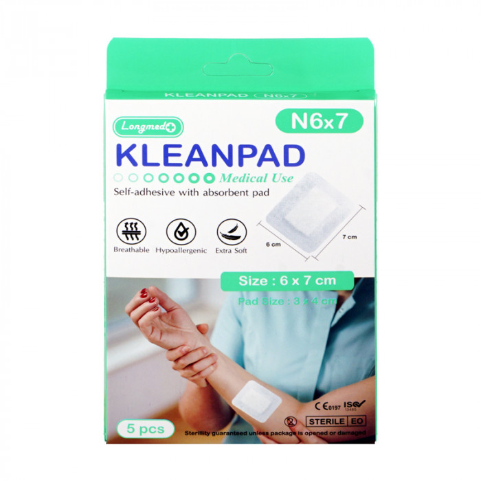 KLEANPAD พลาสเตอร์ปิดแผล (N6x7cm.)(สีเขียว) 5ชิ้น