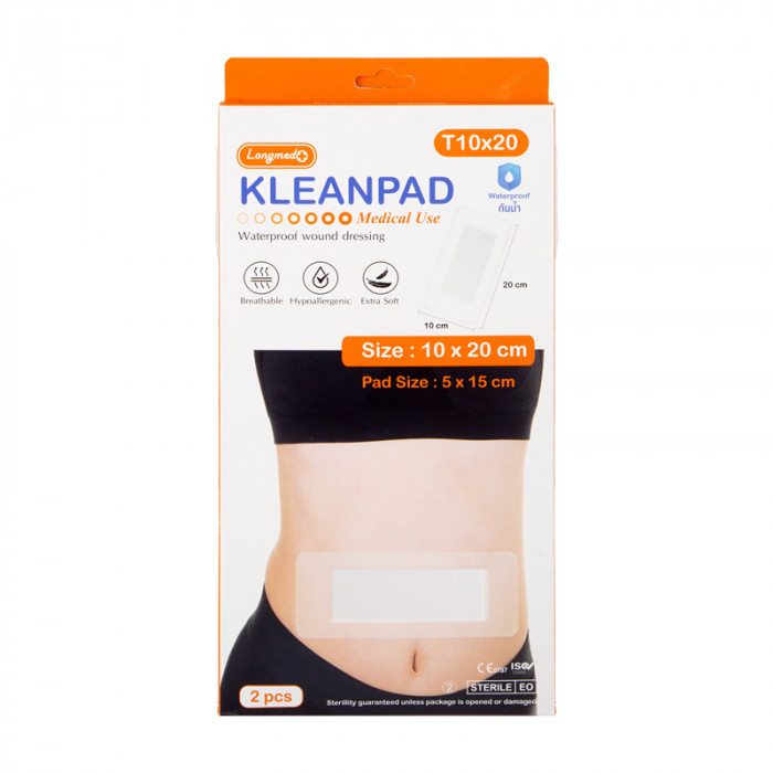 KLEANPAD พลาสเตอร์ปิดแผลกันน้ำ (T10x20cm.)(สีส้ม) 2ชิ้น