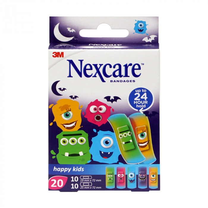 3M NEXCARE พลาสเตอร์เยื่อกระดาษ ลายมอนสเตอร์ 20ชิ้น