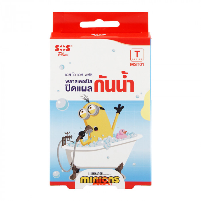 Sos Plus (T-MST01) พลาสเตอร์ใสกันน้ำ Minions ขนาด 4x7 ซม. 3 แผ่น