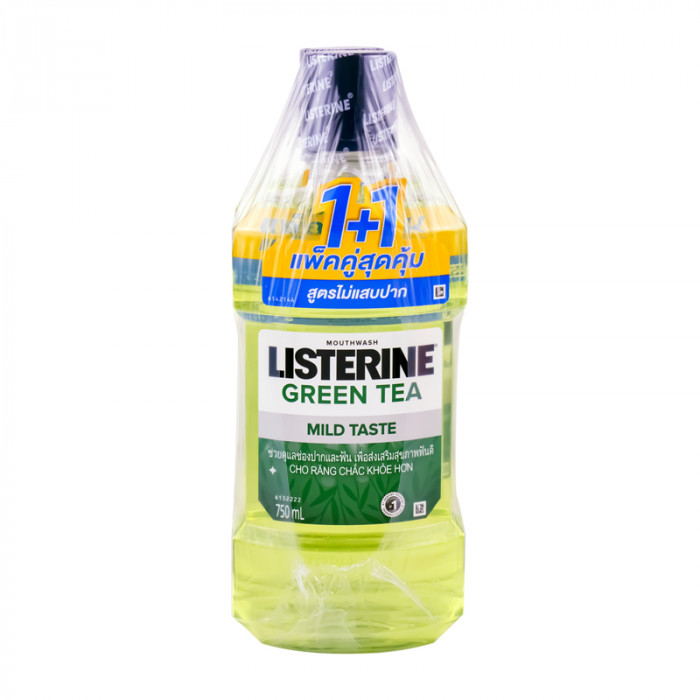 LISTERINE GREEN TEA MILD TASTE (ZERO ALCOHOL) 2x750ML.(แพ็คคู่สุดคุ้ม 1+1)