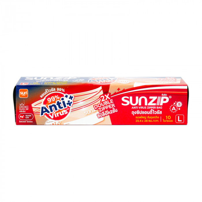 SUNZIP ถุงซิปแอนตี้ไวรัส 10ใบ (25.4x28ซม.)(L)