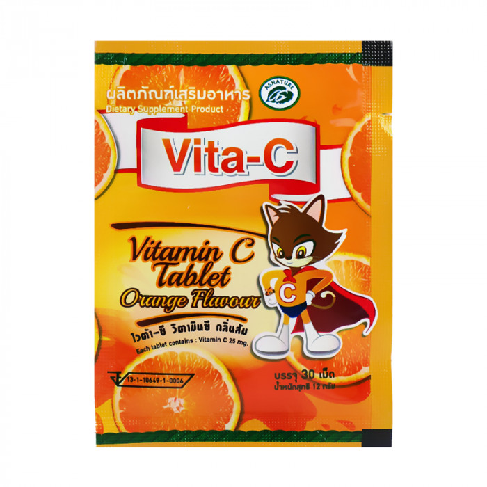 VITA-C 25MG.ไวต้า-ซี 30เม็ด/ซอง กลิ่นส้ม