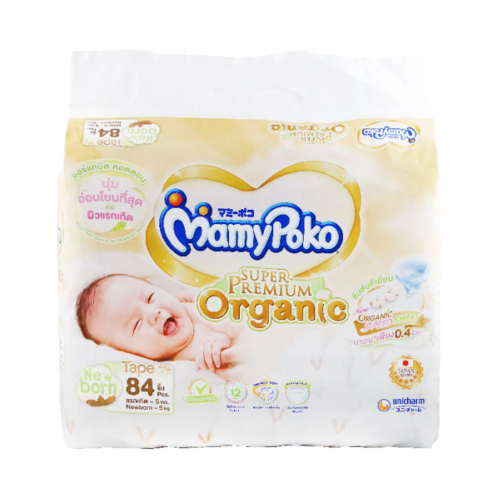 Mamypoko tape superpremium organic (newborn) 84ชิ้น