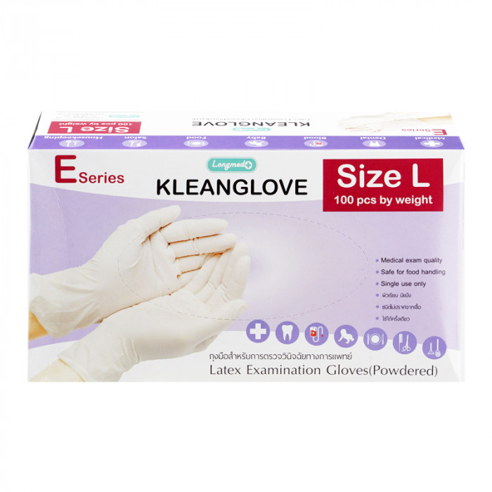 Kleanglove ถุงมือชนิดมีแป้ง 100ชิ้น/กล่อง (l)