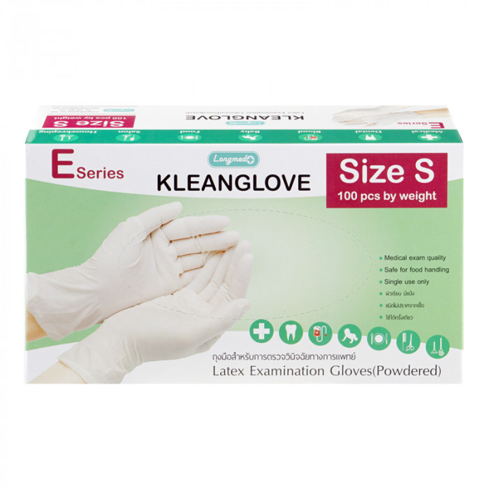 Kleanglove ถุงมือชนิดมีแป้ง 100ชิ้น/กล่อง (s)