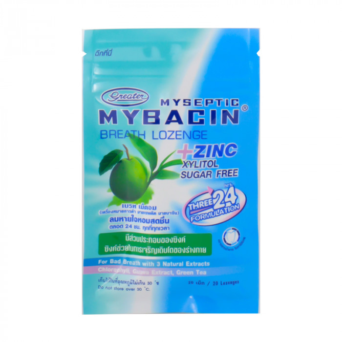 Mybacin zinc 20 เม็ด (รส breath)