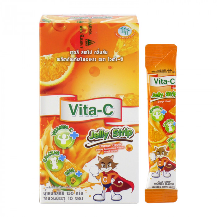 Vita-c jelly strip เจลลี สตริป (กลิ่นส้ม) 10 ซอง/กล่อง