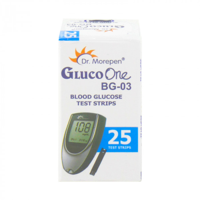 Gluco one แผ่นตรวจน้ำตาล (ใช้กับเครื่องรุ่น bg-03) 25ชิ้น