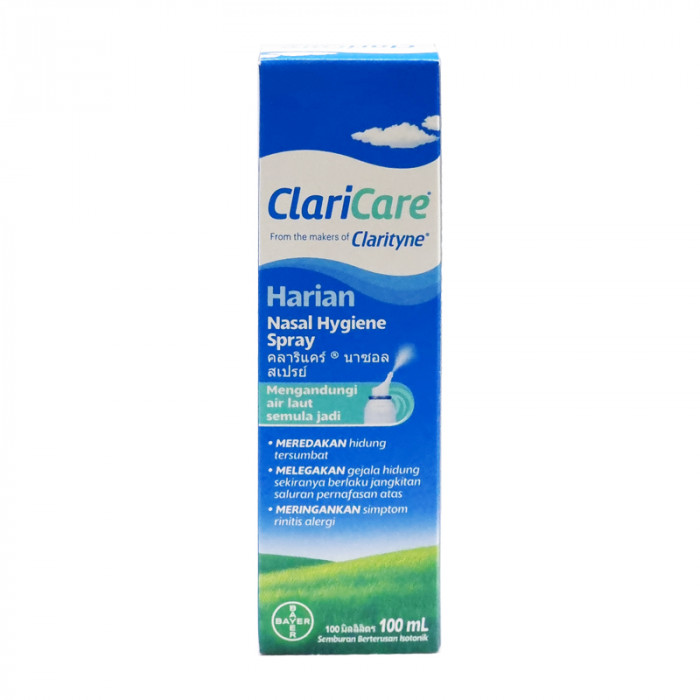 Claricare nasal spray 100 ml. สเปรย์น้ำเกลือธรรมชาติ สำหรับฉีดพ่นทำความสะอาดจมูก 100 มล.
