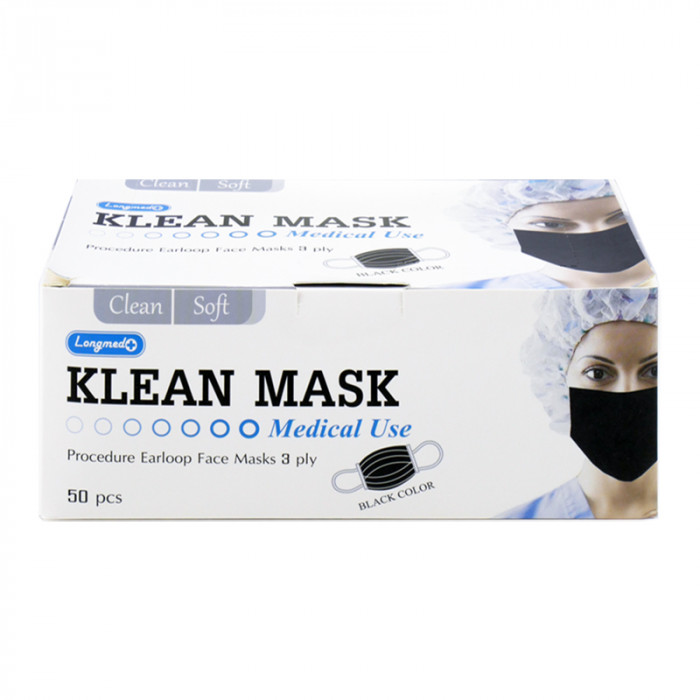 Klean mask หน้ากากอนามัย 50ชิ้น (สีดำ)