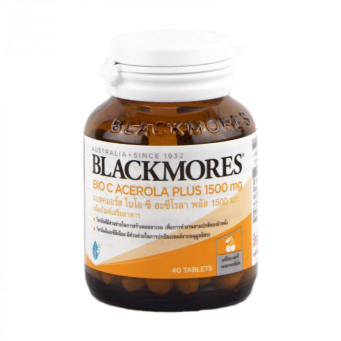 Blackmores Bio C Acerola PLUS 1500 mg. แบลคมอร์ส ไบโอ ซี อะซีโรลา พลัส 1500มก. 40 เม็ด