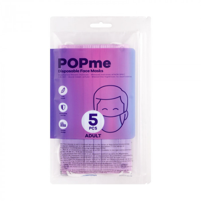 POPme Mask หน้ากากอนามัย 5 ชิ้น (สีม่วง)