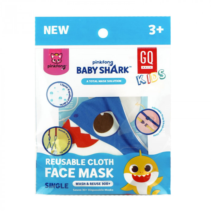 GQ Mask หน้ากากผ้ากันน้ำพิมพ์ลายการ์ตูน สำหรับเด็กอายุ 3 ปีขึ้นไป 1ชิ้น (ลายปลาสีน้ำเงิน)
