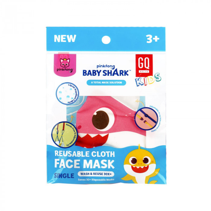 GQ Mask หน้ากากผ้ากันน้ำพิมพ์ลายการ์ตูน สำหรับเด็กอายุ 3 ปีขึ้นไป 1ชิ้น (ลายปลาสีชมพู)