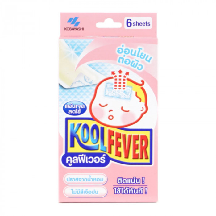 Koolfever For Baby 6 packs/box คูลฟีเวอร์ แผ่นเจลลดไข้สำหรับทารก 6 ชิ้น/กล่อง