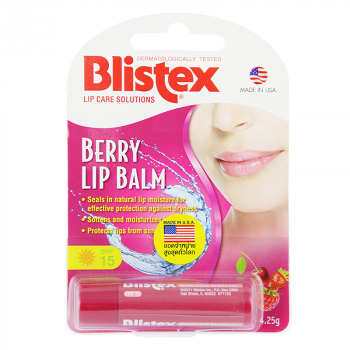 Blistex Lip Balm บลิสเทค ลิปบาล์ม เบอร์รี่ เอสพีเอฟ15/อัลตร้า เอสพีเอฟ 50 ชมพู (SPF15)