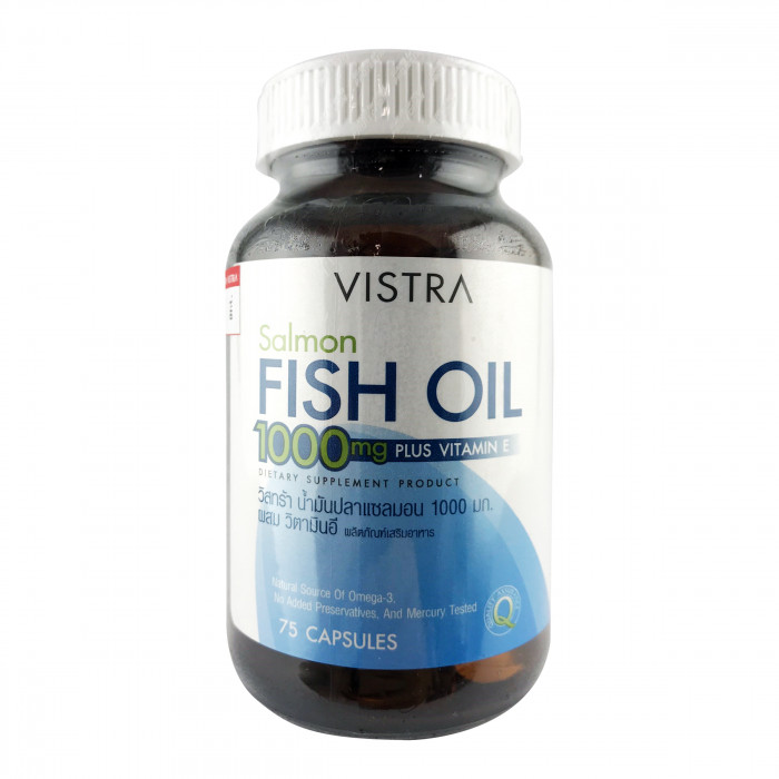 Vistra Salmon Fish Oil 1000 mg. 75 capsules วิสทร้า น้ำมันปลาแซลมอน 1000 มก. 75 แคปซูล