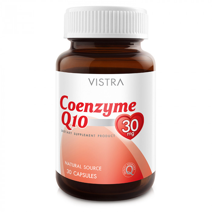 Vistra Coenzyme Q10 30 mg. 30 capsules วิสทร้า โคเอ็นไซม์ คิวเท็น 30 มก. 30 แคปซูล