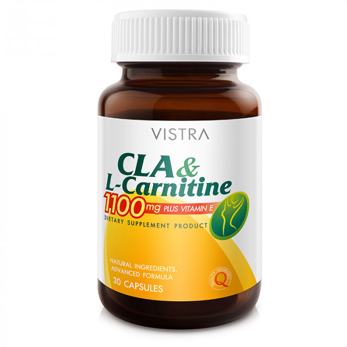 Vistra CLA & L-Carnitine 1100 mg. 30 capsules วิสทร้า ซีแอลเอ แอนด์ แอล-คาร์นิทีน 1100 มก. 30 แคปซูล