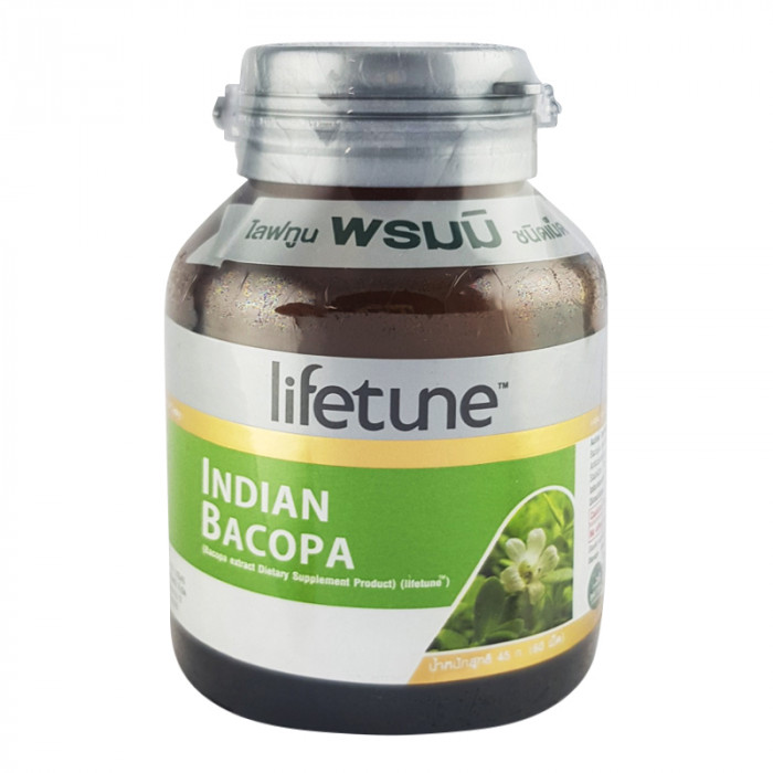 Lifetune ไลฟทูน อินเดียน บาโคปา Indian Bacopa (ผลิตภัณฑ์เสริมอาหาร สารสกัดจากพรมมิ) บำรุงสมอง 60 เม็ด