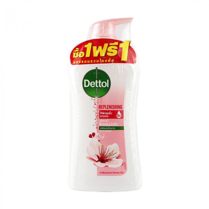 Dettol เจลอาบน้ำ 500 กรัม (สูตรรีเพลนนิชชิ่ง)(ซื้อ1+ฟรี1)