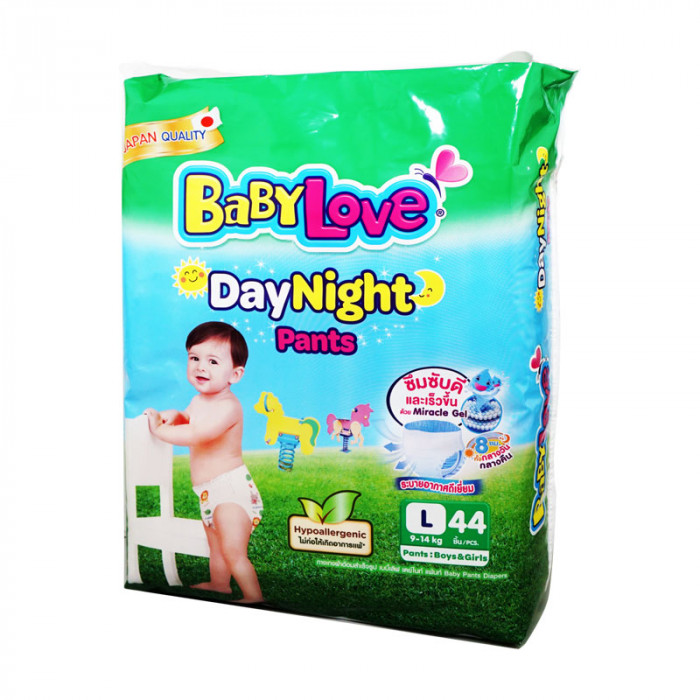 ผ้าอ้อมเด็กชนิดกางเกง Babylove Daynightpants 44ชิ้น (L)(9-14Kg.)