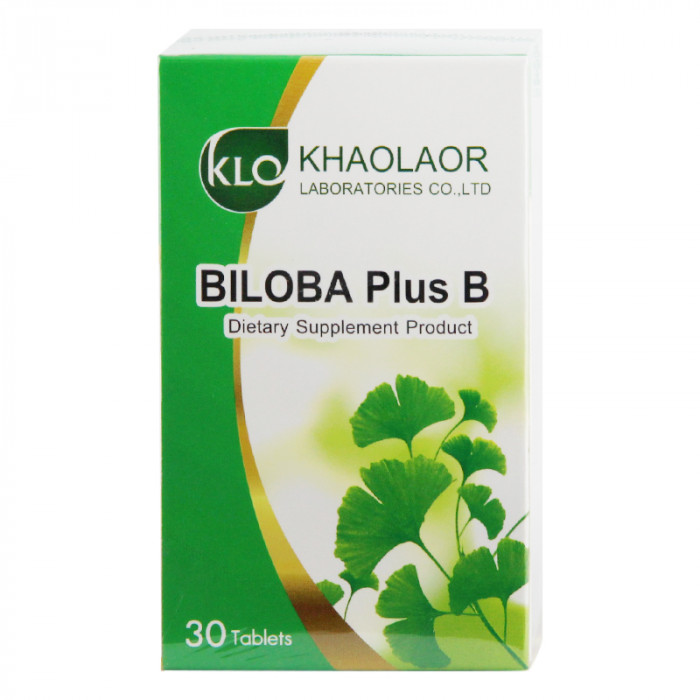 Khaolaor Biloba Plus B ขาวละออ บิโลบา พลัส บี ใบแป๊ะก๊วยสกัด ผสมวิตามินบีรวม 30 เม็ด