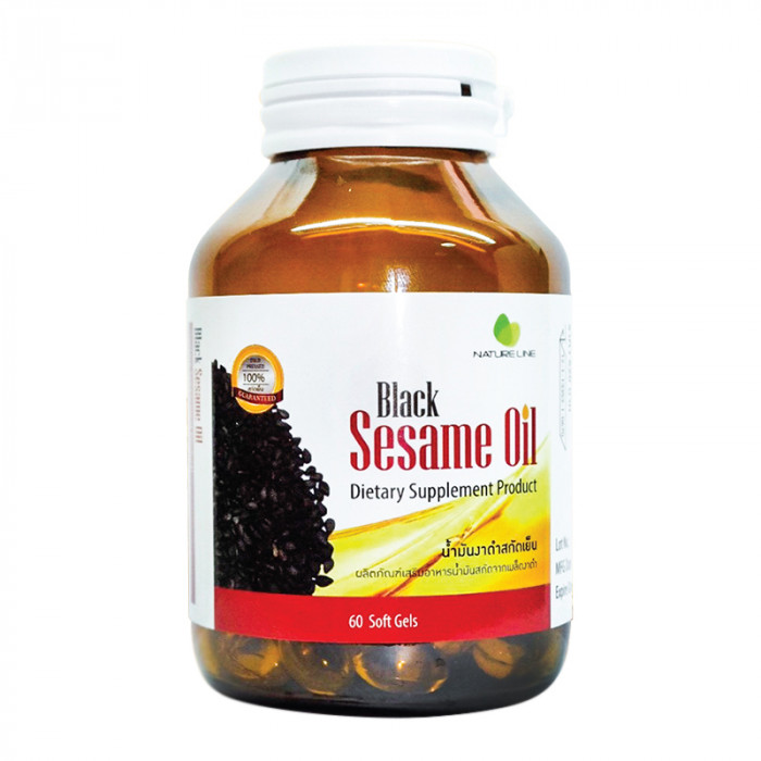 Nature Line Black Sesame Oil เนเจอร์ ไลน์ น้ำมันงาดำสกัดเย็น 60 เม็ด
