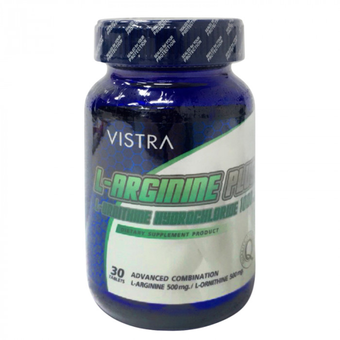 Vistra L-Arginine Plus L-Ornithine Hydrochloride 1000 mg. 30 tablets วิสทร้า แอล-อาร์จินีน พลัส แอล-ออร์นิทีน 1000 มก. 30 เม็ด