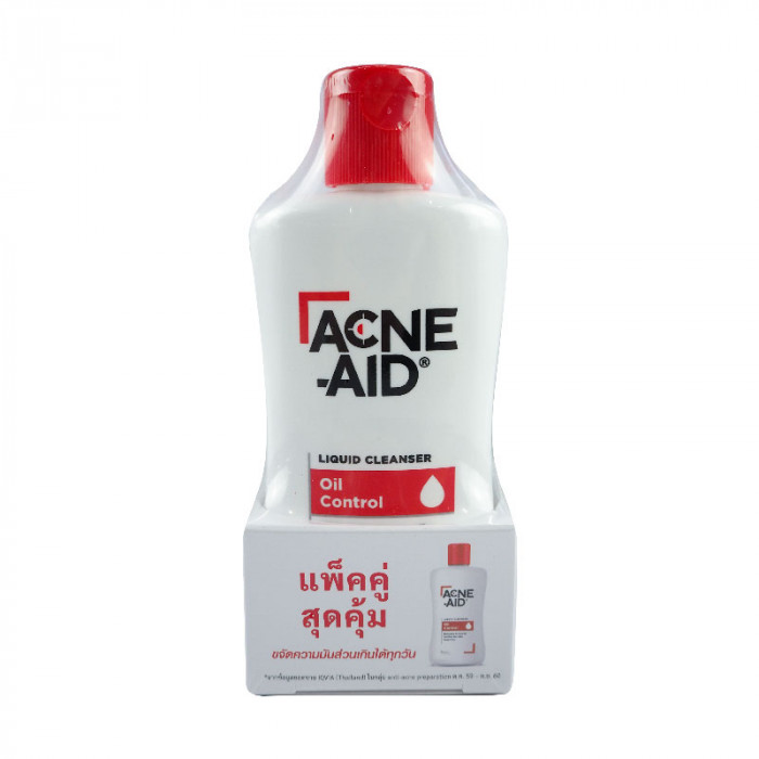 Acne-Aid Liquid Cleanser For Acne Prone Skin100 ml. X 2 Bottles แอคเน่-เอด ลิควิด คลีนเซอร์(สีแดง) 100 มล. X2 ขวด