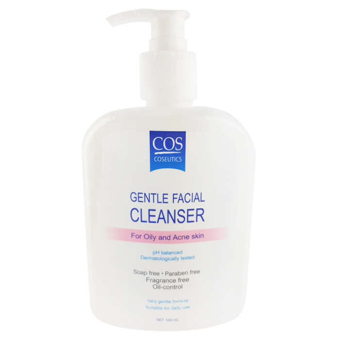 Cos Gentle Facial Cleanser For Oily And Acne Skin 500 ml. + แถมฟรี ผลิตภัณฑ์ Cos ขนาดทดลอง 3 ซอง (คละสูตร สุ่มโดยร้านค้า)