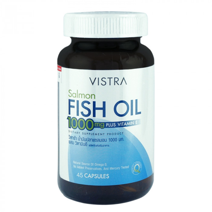 Vistra Salmon Fish Oil 1000 mg. 45 capsules วิสทร้า น้ำมันปลาแซลมอน 1000 มก. 45 แคปซูล