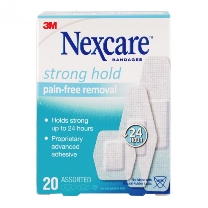 3M Nexacre strong hold pain-free removal พลาสเตอร์สำหรับผิวบอบบาง แบบคละไซส์ 20 ชิ้น/กล่อง