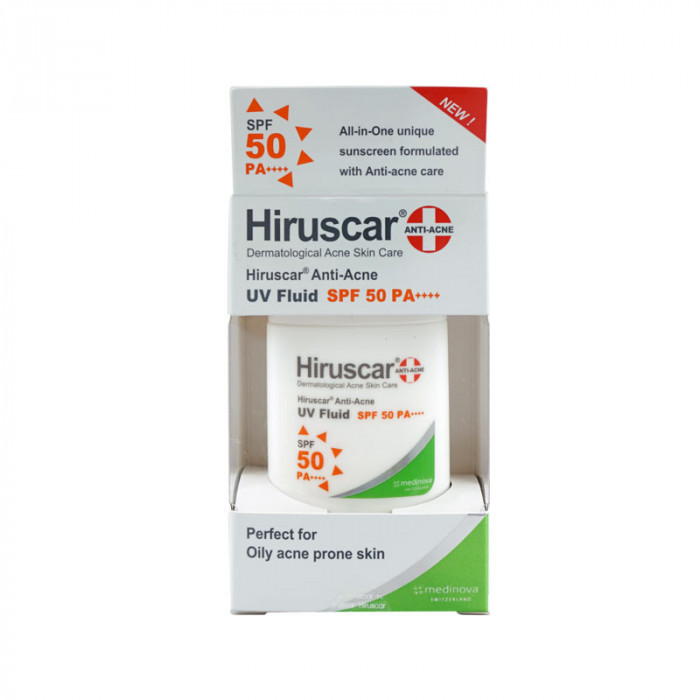 Hiruscar Anti-Acne Uv Fluid Spf50 ฮีรูสการ์ แอนตี้ แอคเน่ ยูวี ฟลูอิด เอสพีเอฟ 50 พีเอ++++ 25 g.