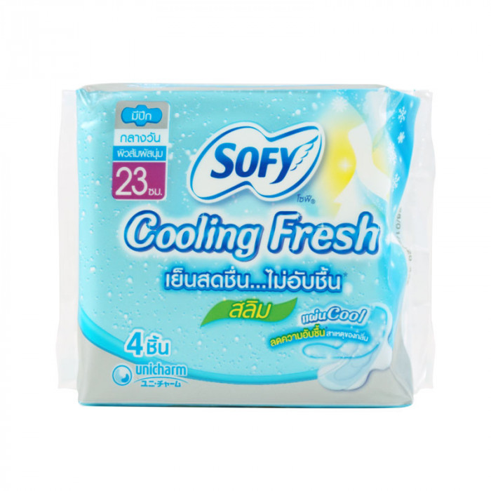 Sofy Cooling Fresh ผ้าอนามัย โซฟี คูลลิ่ง เฟรช สลิม 23 ซม. 4ชิ้น/ห่อ