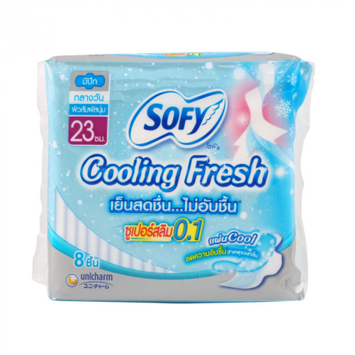 Sofy Cooling Fresh ผ้าอนามัย โซฟี คูลลิ่ง เฟรช ซูเปอร์สลิม 0.1 23 ซม. 8 ชิ้น