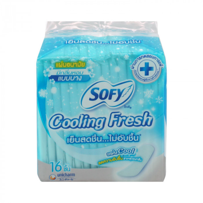 Sofy Cooling Fresh แผ่นอนามัย โซฟี คูลลิ่ง เฟรช มีกลิ่นหอม แบบบาง 16ชิ้น/ห่อ