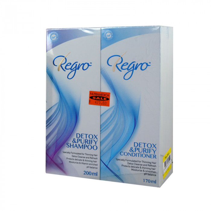 Regro Detox&Purify Shampoo 200 ml.+Conditioner 170 ml. รีโกร ดีท็อกซ์ แอนด์ เพียวริฟาย แชมพู 200 มล. + ครีมนวดบำรุงผม 170 มล. 