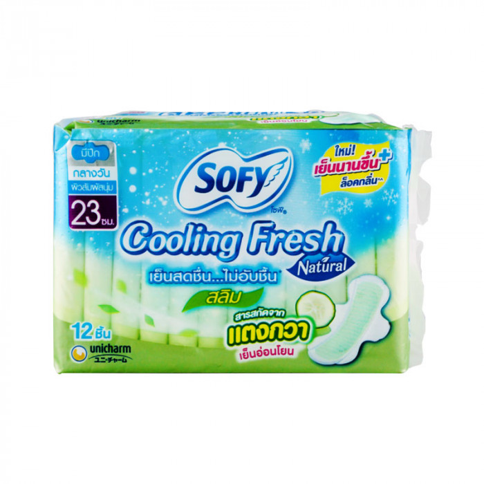 Sofy Cooling Fresh Natural ผ้าอนามัยโซฟี สลิม 23 ซม. 12 ชิ้น
