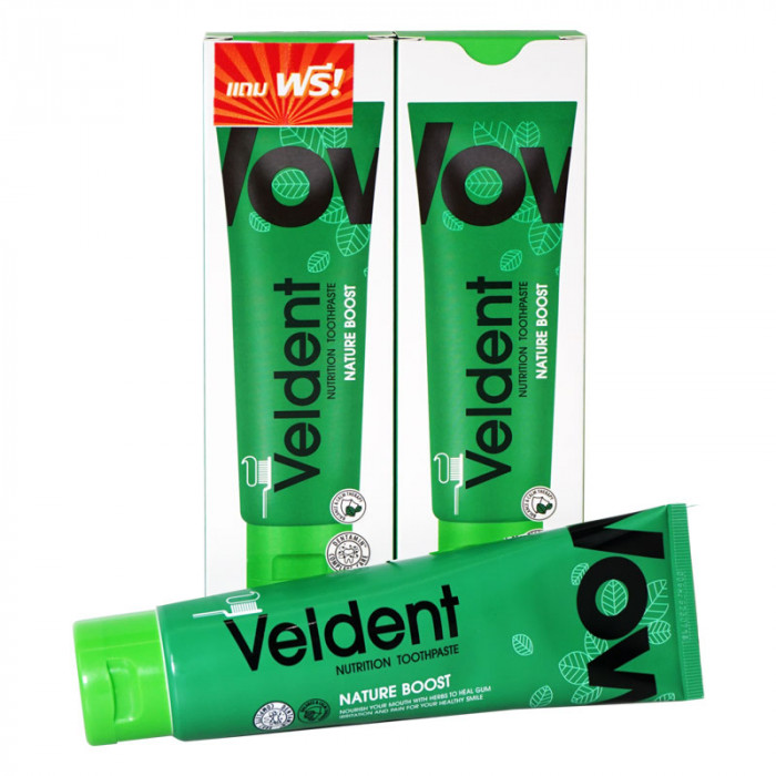 Veldent Nature boost 160 g. ยาสีฟัน เวลเดนท์ เนเจอร์ บูส 160 กรัม (ซื้อ1+แถมฟรี1)