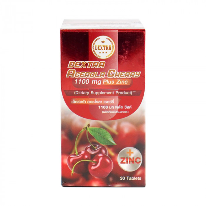 Dextra Acerola Cherry 1,100Mg.Plus Zinc 30เม็ด