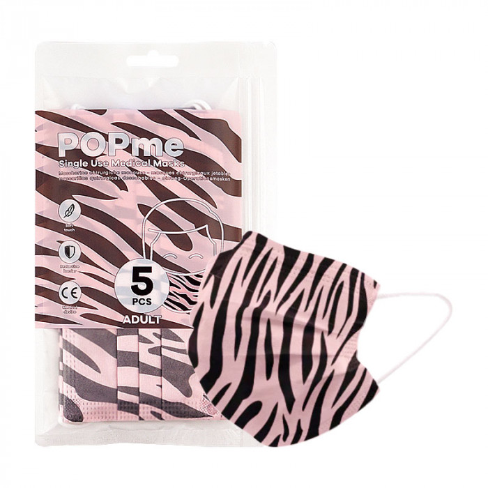 POPme Mask หน้ากากอนามัย(pink zebra) 5ชิ้น/ซอง