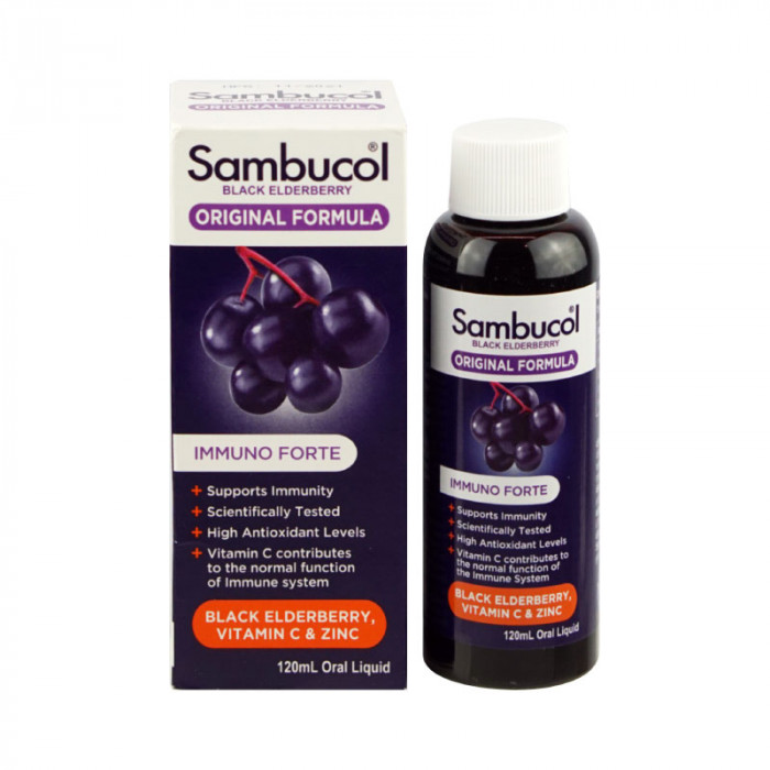 Sambucol black elderberry original formula 120 ml. แซมบูคอล แบล็ค เอลเดอร์เบอรี่ ออริจินอล ชนิดน้ำ 120 มล.