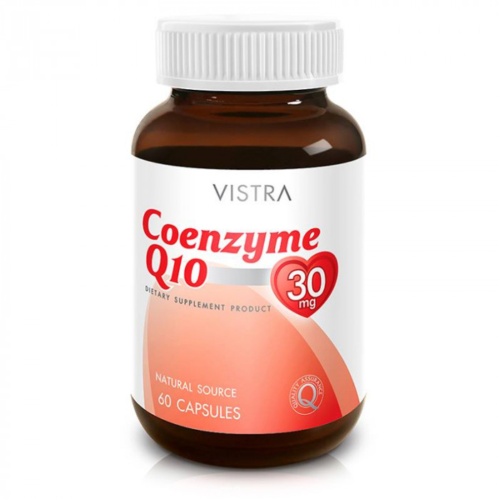 Vistra Coenzyme Q10 30 mg. 60 capsules วิสทร้า โคเอ็นไซม์ คิวเท็น 30 มก. 60 แคปซูล
