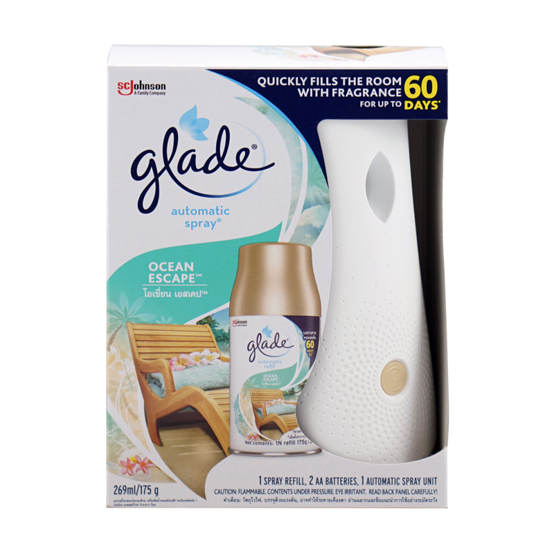 Glade Automatic Spray เกลด ออโตเมติค สเปรย์ 175 กรัม (กลิ่นโอเชี่ยน เอสเคป)  | Mmshop - สินค้าเพื่อสุขภาพ